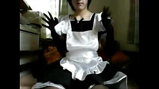 Teen asian crossdresser cums about vibrator